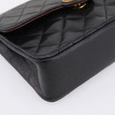 CHANEL Mini Matelasse 17 Chain Bag Lamb Skin Black Gold CC Auth 196466SAV-11