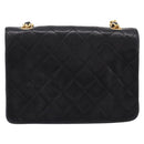CHANEL Mini Matelasse 17 Chain Bag Lamb Skin Black Gold CC Auth 196466SAV-3