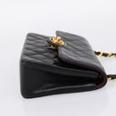 CHANEL Mini Matelasse 17 Chain Bag Lamb Skin Black Gold CC Auth 196466SAV-5
