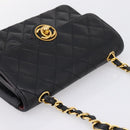 CHANEL Mini Matelasse 17 Chain Bag Lamb Skin Black Gold CC Auth 196466SAV-6