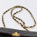 CHANEL Mini Matelasse 17 Chain Bag Lamb Skin Black Gold CC Auth 196466SAV-8
