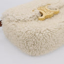 CELINE Triomphe Mini Claude Shoulder Pouch Bore Beige Gold Auth 196467SAM-11