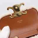 CELINE Triomphe Mini Claude Shoulder Pouch Bore Beige Gold Auth 196467SAM-15