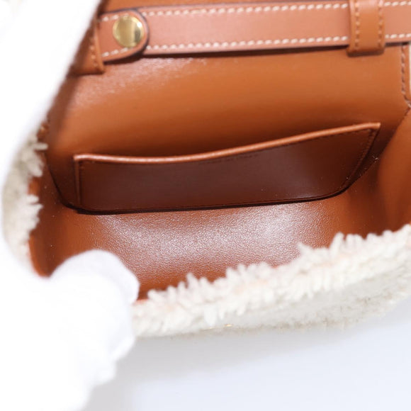 CELINE Triomphe Mini Claude Shoulder Pouch Bore Beige Gold Auth 196467SAM