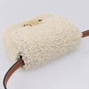 CELINE Triomphe Mini Claude Shoulder Pouch Bore Beige Gold Auth 196467SAM-6