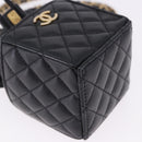 CHANEL Matelasse Chain Shoulder Pouch Lamb Skin Black Gold Tone CC Auth 196469M-10