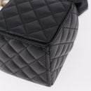 CHANEL Matelasse Chain Shoulder Pouch Lamb Skin Black Gold Tone CC Auth 196469M-13