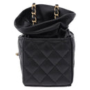 CHANEL Matelasse Chain Shoulder Pouch Lamb Skin Black Gold Tone CC Auth 196469M-3
