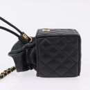 CHANEL Matelasse Chain Shoulder Pouch Lamb Skin Black Gold Tone CC Auth 196469M-5