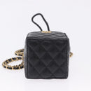 CHANEL Matelasse Chain Shoulder Pouch Lamb Skin Black Gold Tone CC Auth 196469M-9