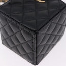 CHANEL Matelasse Chain Shoulder Pouch Lamb Skin Black Gold Tone CC Auth 196470M-11