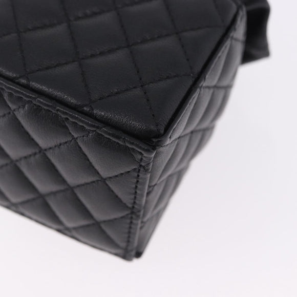 CHANEL Matelasse Chain Shoulder Pouch Lamb Skin Black Gold Tone CC Auth 196470M