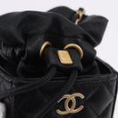 CHANEL Matelasse Chain Shoulder Pouch Lamb Skin Black Gold Tone CC Auth 196470M-15