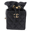 CHANEL Matelasse Chain Shoulder Pouch Lamb Skin Black Gold Tone CC Auth 196470M-2