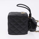 CHANEL Matelasse Chain Shoulder Pouch Lamb Skin Black Gold Tone CC Auth 196470M-4