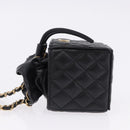 CHANEL Matelasse Chain Shoulder Pouch Lamb Skin Black Gold Tone CC Auth 196470M-5