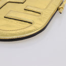 FENDI Olock Phone Holder Shoulder Pouch Leather Gold Auth 196474A-10
