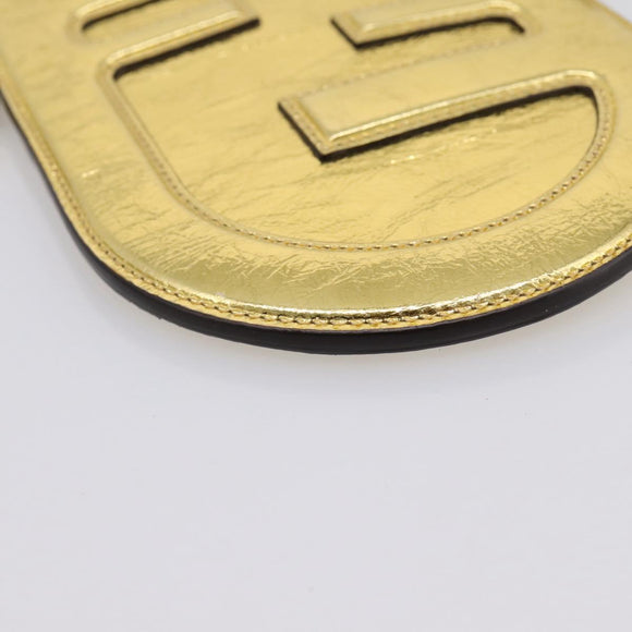 FENDI Olock Phone Holder Shoulder Pouch Leather Gold Auth 196474A