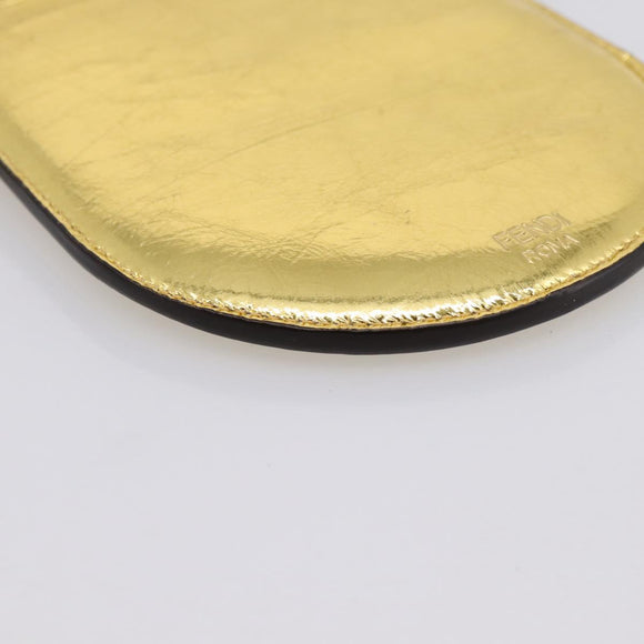FENDI Olock Phone Holder Shoulder Pouch Leather Gold Auth 196474A