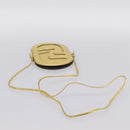 FENDI Olock Phone Holder Shoulder Pouch Leather Gold Auth 196474A-7