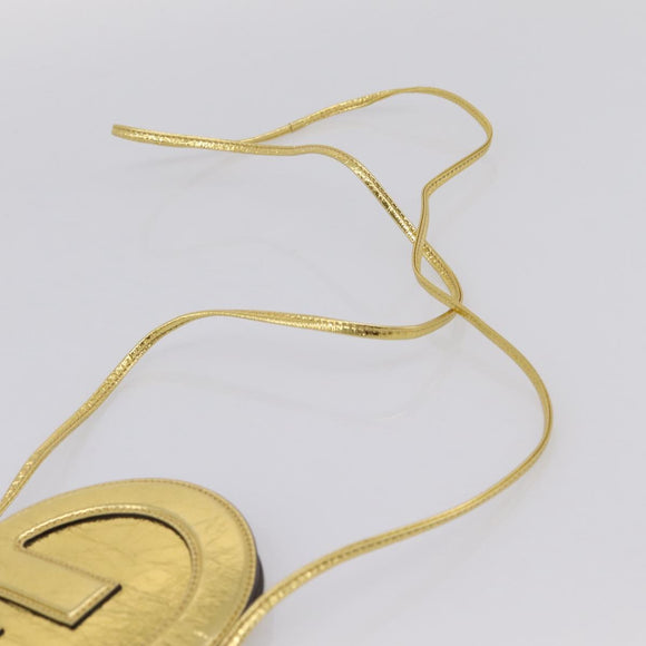 FENDI Olock Phone Holder Shoulder Pouch Leather Gold Auth 196474A