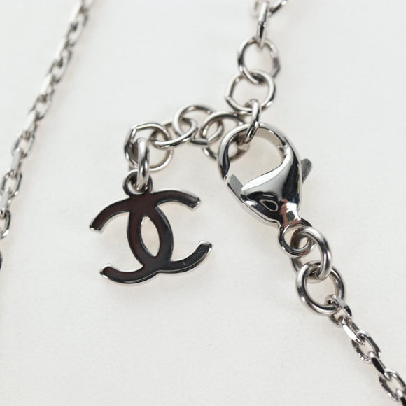CHANEL COCO Mark Necklace Metal Silver CC Auth 196476SAM