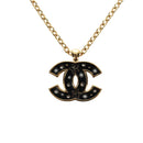 CHANEL COCO Mark Necklace Metal Gold Tone CC Auth 196477SAM-1