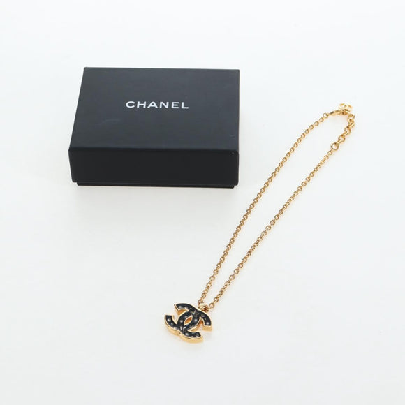 CHANEL COCO Mark Necklace Metal Gold Tone CC Auth 196477SAM