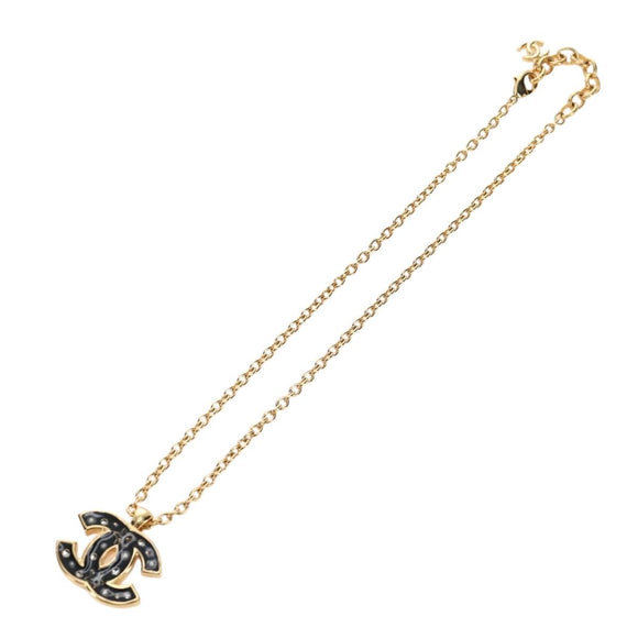 CHANEL COCO Mark Necklace Metal Gold Tone CC Auth 196477SAM
