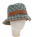 GUCCI GG Canvas Hat M Green Gold Auth 196482M-1