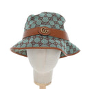 GUCCI GG Canvas Hat M Green Gold Auth 196482M-13