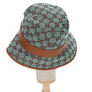 GUCCI GG Canvas Hat M Green Gold Auth 196482M-2