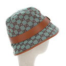 GUCCI GG Canvas Hat M Green Gold Auth 196482M-4