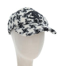 CHANEL COCO Mark Cap Tweed M White CC Auth 196483SAM-1