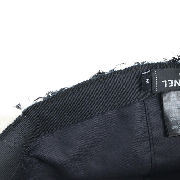 CHANEL COCO Mark Cap Tweed M White CC Auth 196483SAM