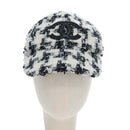 CHANEL COCO Mark Cap Tweed M White CC Auth 196483SAM-2