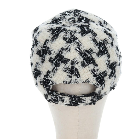CHANEL COCO Mark Cap Tweed M White CC Auth 196483SAM