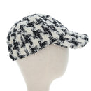 CHANEL COCO Mark Cap Tweed M White CC Auth 196483SAM-5