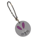 HERMES Rabbit Key Holder Leather Gray Purple Auth 196488-1