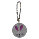 HERMES Rabbit Key Holder Leather Gray Purple Auth 196488-2