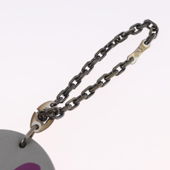 HERMES Rabbit Key Holder Leather Gray Purple Auth 196488