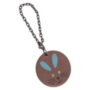HERMES Rabbit Key Holder Leather Brown Blue Auth 196489-1