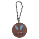 HERMES Rabbit Key Holder Leather Brown Blue Auth 196489-2