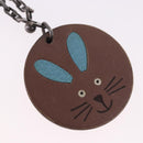 HERMES Rabbit Key Holder Leather Brown Blue Auth 196489-4