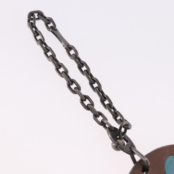 HERMES Rabbit Key Holder Leather Brown Blue Auth 196489