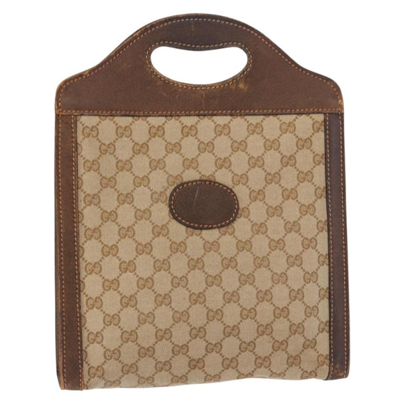 GUCCI GG Canvas Hand Bag Beige Auth 196557