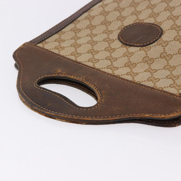 GUCCI GG Canvas Hand Bag Beige Auth 196557