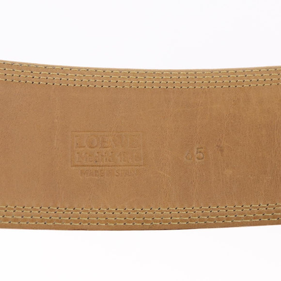 LOEWE Belt Leather 32.3"" Beige Gold Auth 196560