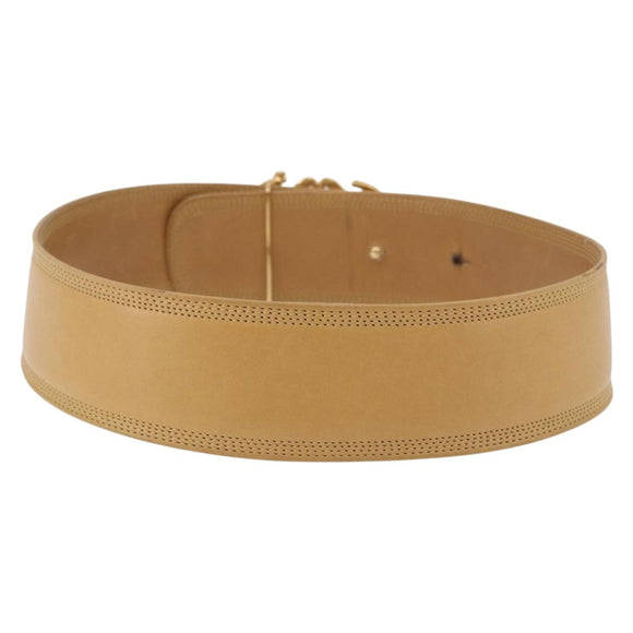LOEWE Belt Leather 32.3"" Beige Gold Auth 196560