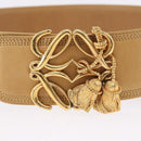 LOEWE Belt Leather 32.3"" Beige Gold Auth 196560-5